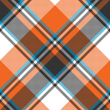 Orange check plaid seamless fabric texture