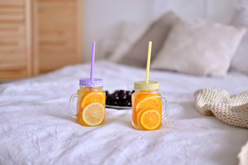 Healthy breakfast. A lot of berries. Apricot berry and donuts. A lot of food. European breakfast.  