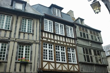 Fototapeta na wymiar May 28, 2018 France, Dinan. Half-timbered houses in the old part of Dinan