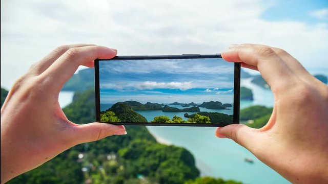 Taking Photo of Tropical Islands at Angthong National Marine Park in Thailand