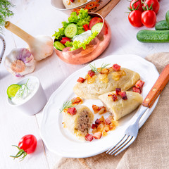 Rustic Cepelinai, a specialty Lithuanian and Polish cuisine.