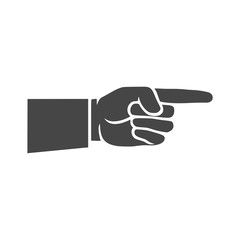 Pointing finger. Vector black icon