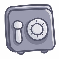 Cute and funny grey purple safety deposit box - vector.