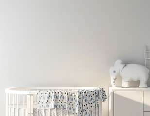 Mockup wall in child interior 3d rendering