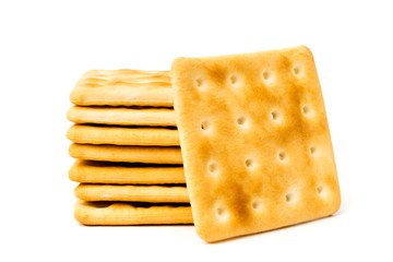 Cookies cracker on a white background, close-up.