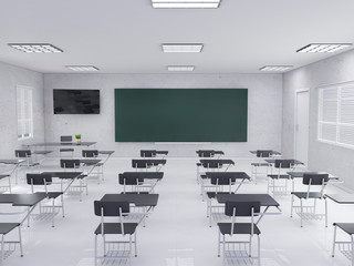 Classroom in modern style 3d rendering