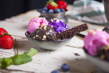 Ice cream in the bowls