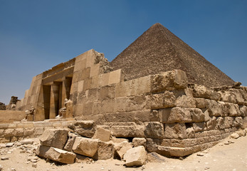 Pyramid of Cheops and entrance to tomb