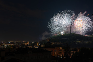 Fireworks in Lyon for the 14th of July