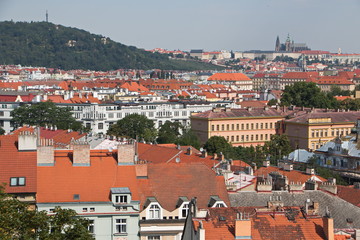 Naklejka na ściany i meble View of the Prague Castle and hill Petrin from Vysehrad in Prague 