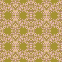 Seamless geometric pattern with floral abstract decoration. Vector illustration