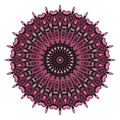 Vector hand drawn flower symbol illustration. Color mandala design