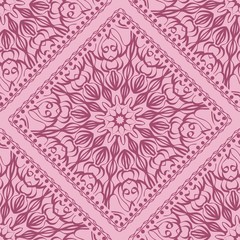 pattern with floral mandala, decorative border. seamless design for print fabric. Ornamental Vector Background.