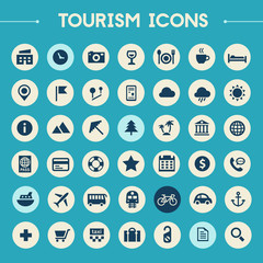 Big travel, tourism and weather icon set