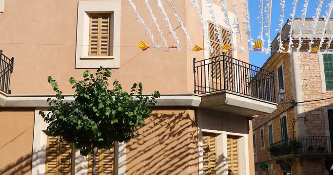 Decorated street of spanish town for celebration