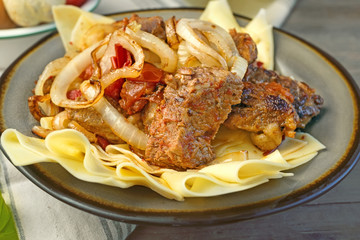 Traditional dish of Turkic people in Central Asia Beshbarmak