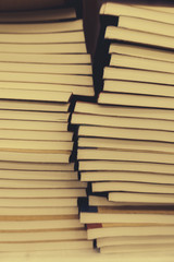 Stack of books background.
