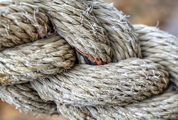 Old white rope closeup