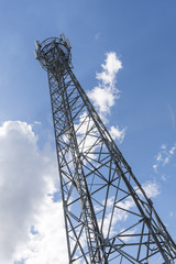 Fototapeta na wymiar Telecommunication transmitter on metal construction.