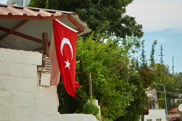 Turkish flag on a street