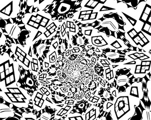 Abstract  complex decorative spiral in a black and white colors in Op-Art style