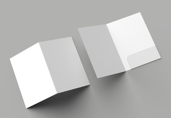 A4 size single pocket reinforced folder mock up isolated on gray background. 3D illustration. - obrazy, fototapety, plakaty