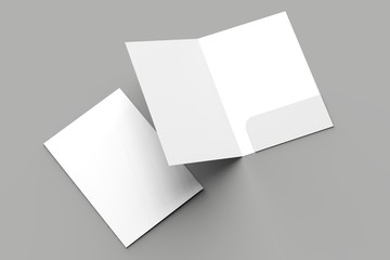 A4 size single pocket reinforced folder mock up isolated on gray background. 3D illustration.