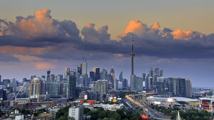 Aerial view of Toronto city from above, Toronto, Ontario, Canada