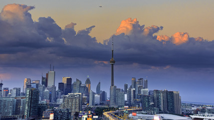 Aerial view of Toronto city from above, Toronto, Ontario, Canada