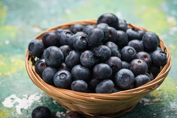 Fresh ripe blueberry in basket