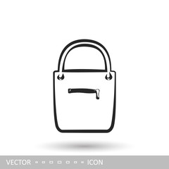 Women's handbag icon. Icon of female bag in style of linear design.