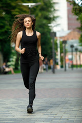 young attractive woman running
