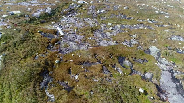 A UK WWII Bomber plane B-24 crashed on a mountain in southern Norway 1946, Fly over wreckage