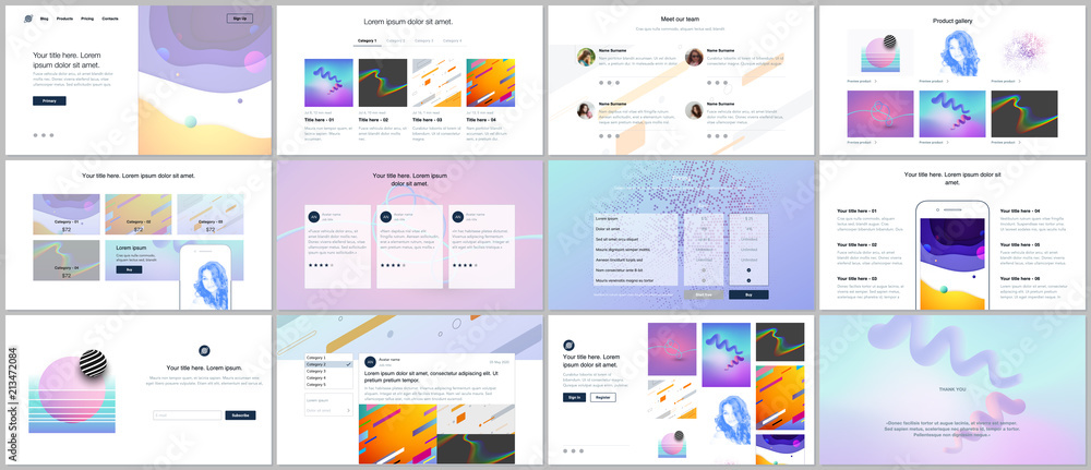 Wall mural vector templates for website design, minimal presentations, portfolio with geometric colorful patter