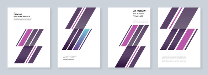 Minimal brochure templates. Abstract background with dynamic diagonal form shapes in minimalistic style. Templates for flyer, leaflet, brochure, report, presentation, advertising.