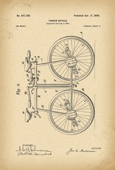 Fototapeta premium 1900 Patent Velocipede tandem Bicycle archive history invention