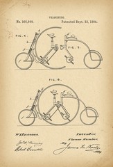 1884 Patent Velocipede tandem Bicycle archive history invention