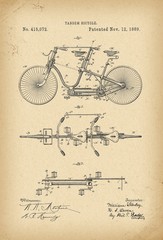 1889 Patent Velocipede tandem Bicycle archival history invention