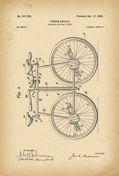 1900 Patent Velocipede tandem Bicycle archive history invention