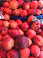 Pink peaches in grocery store