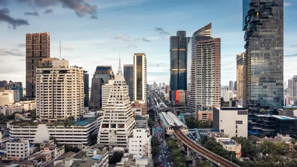 Tuinposter Bangkok downtown and business financial district, Urban skyscrapers landscape © Maha Heang 245789