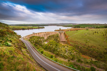 Myponga Reservoir Dam. Scenic South Australian Countryside Landscape in Fleurieu Peninsula