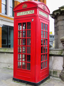 Traditional red telephone box on street in London.United Kingdom, 03 June 2018.