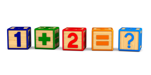 block with number on white background. Isolated 3D illustration