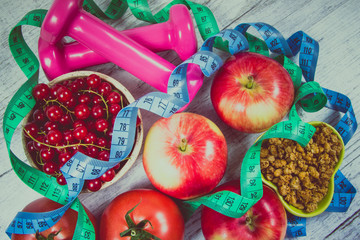 Proper nutrition. Healthy diet, weight loss - concept of healthy eating.