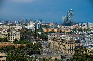 Fototapeta premium Barcelona city and Port . Catalonia, Spain