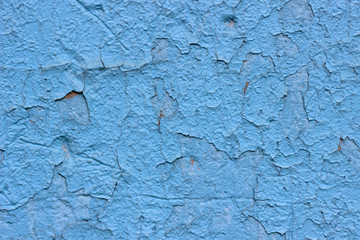 blue texture old wall with peeling paint.