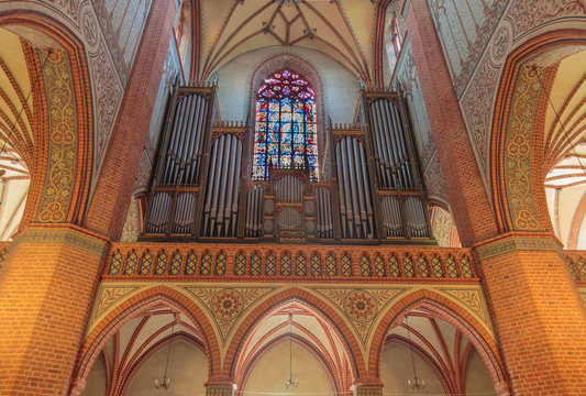 Interior of medieval gothic, cathedral in Pelplin in Gdansk Pomerania in Poland 
