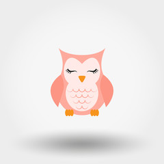 Sleeping owl. Icon. Vector. Flat.