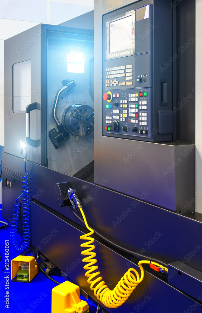 Poster part of cnc milling machine with control panel